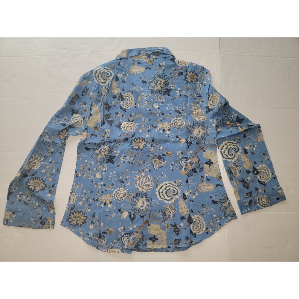 Handprint Blue Floral Button Down Shirt And Pants Combo Size Small
